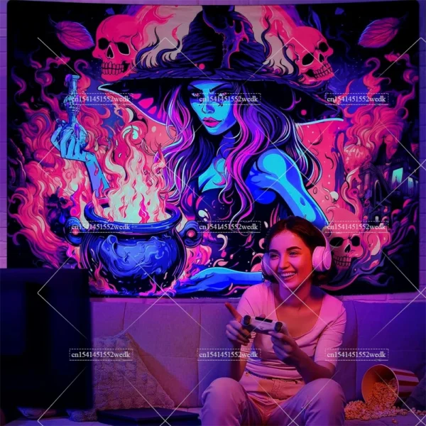 Blacklight Witch Tapestry - Pimwick 3