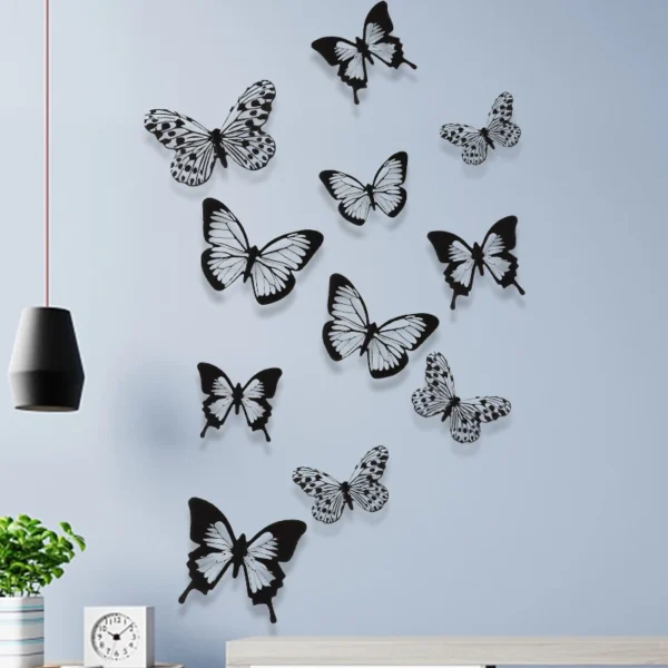 24Pcs/Set 3D Black White Butterfly Wall Stickers 5