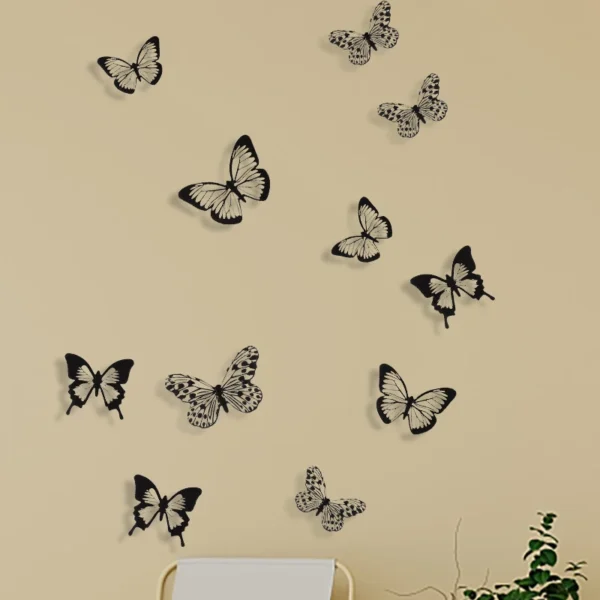 24Pcs/Set 3D Black White Butterfly Wall Stickers 4