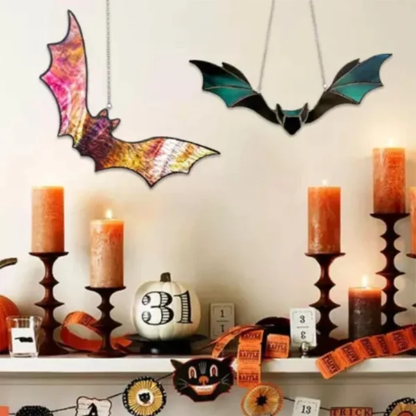 Halloween Bat Stained Glass Suncatcher 3