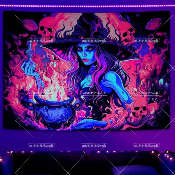 Blacklight Witch Tapestry - Pimwick 2